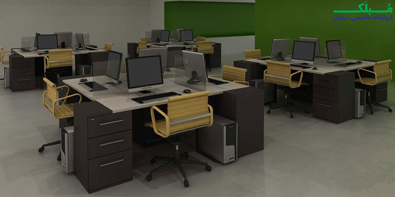 تجهیز یک فضای اداری با چهار عدد میز کارگروهی مدل جی دابلیو 517